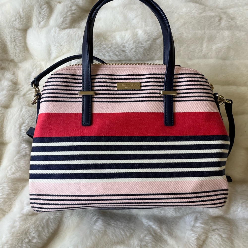Kate Spade cloth purse. Navy, pink & red.